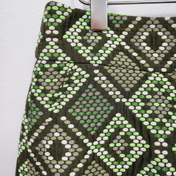 Akris Punto Pants sz 10 Madison Print Jacquard Crop In Agave geometric NWT - Picture 2 of 10
